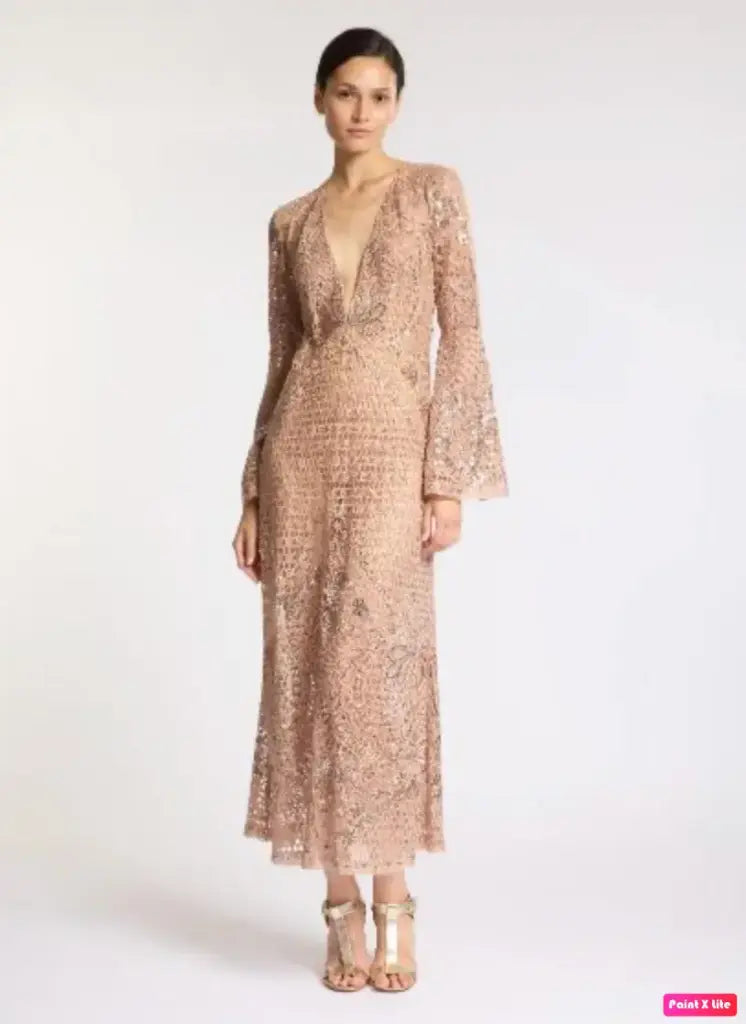 Tulle Embroidered Midi Dress