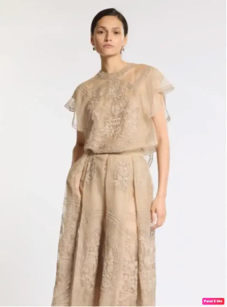 Elie Saab Organza Embroidered Top