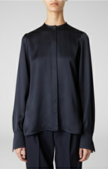 Shirt straght fit collarless dark blue
