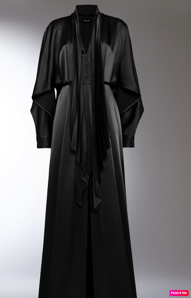 kimono draped v-neck silk black