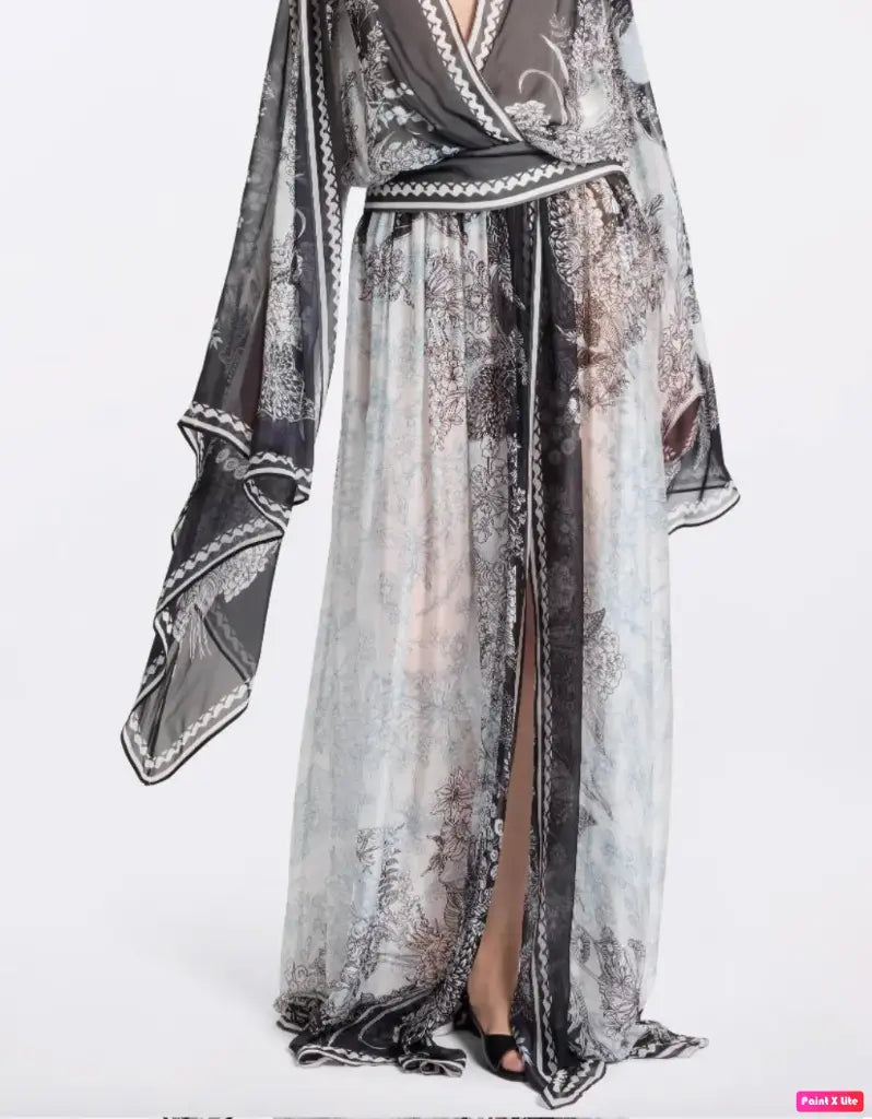 Elie Saab printed chiffon long skirt
