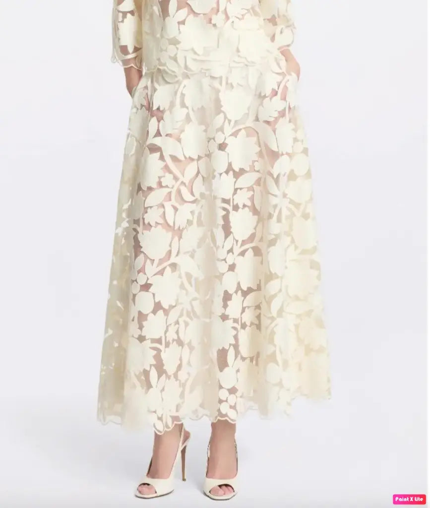 midi skirt off white