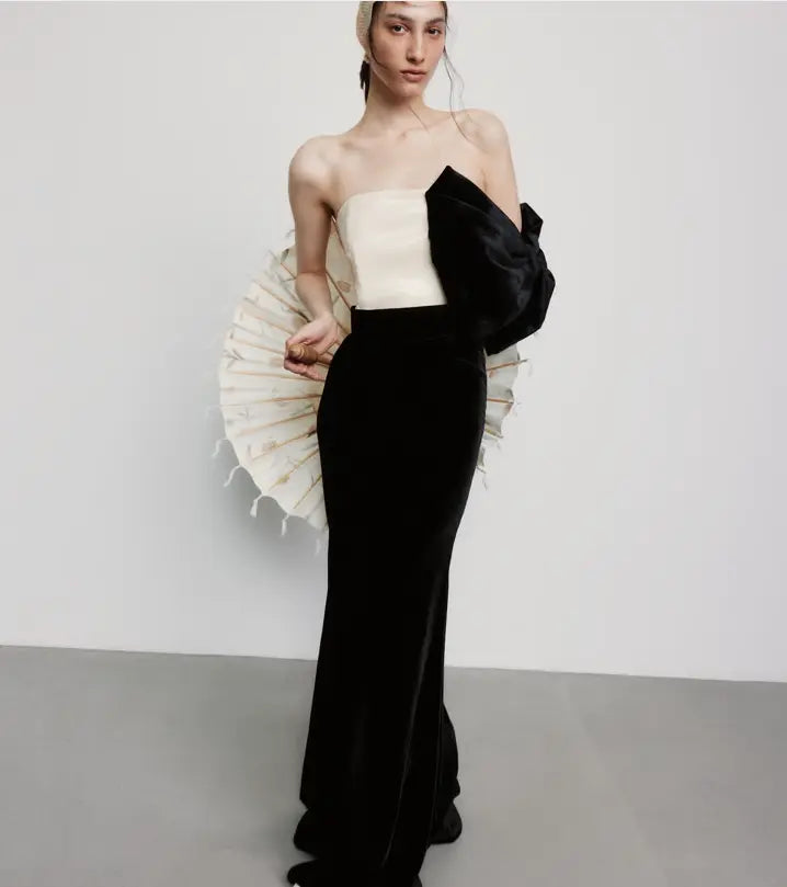 dress maxi bustier velvet/sequins