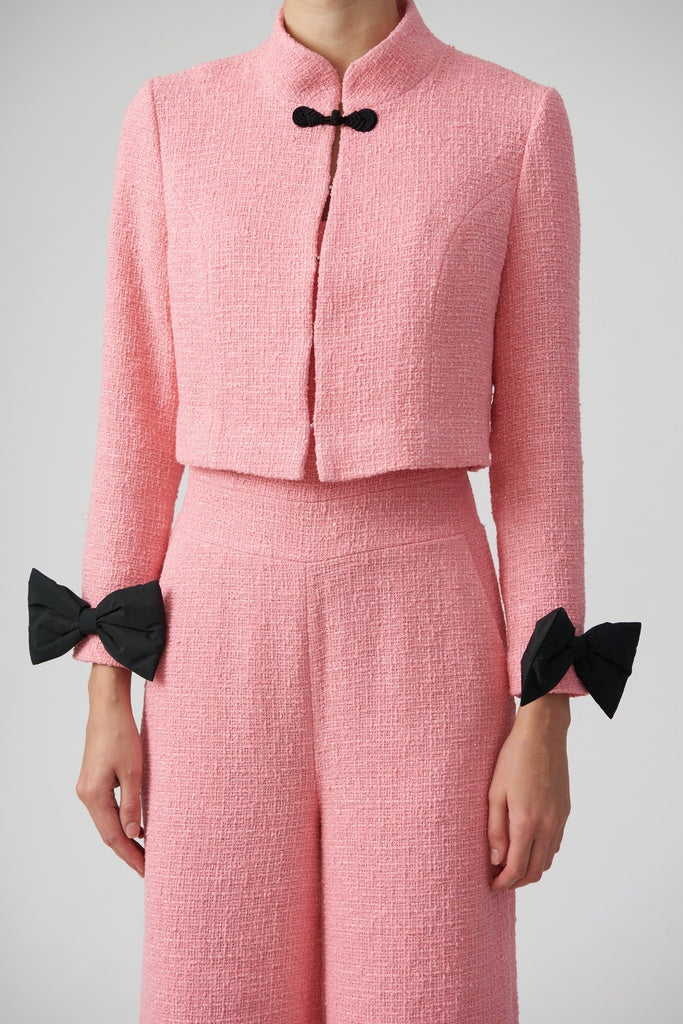 jacket tweed with bows pink