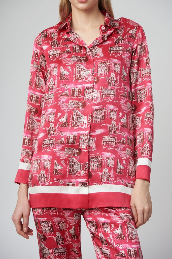 Kiton shirt fuchsia silk