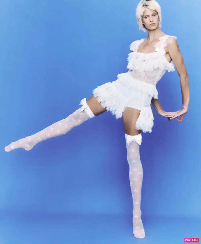 Kalmanovich stockings white with bows