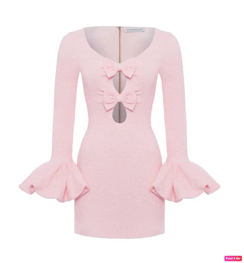 mini pink dress with bows