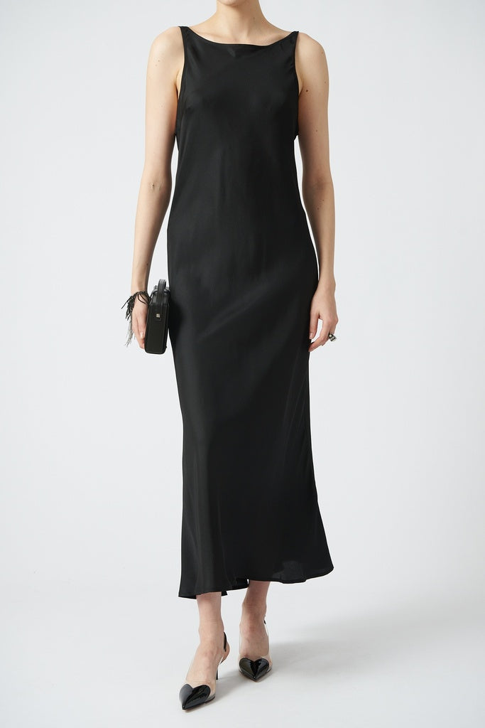 DRESS WITH OPENED BACK black