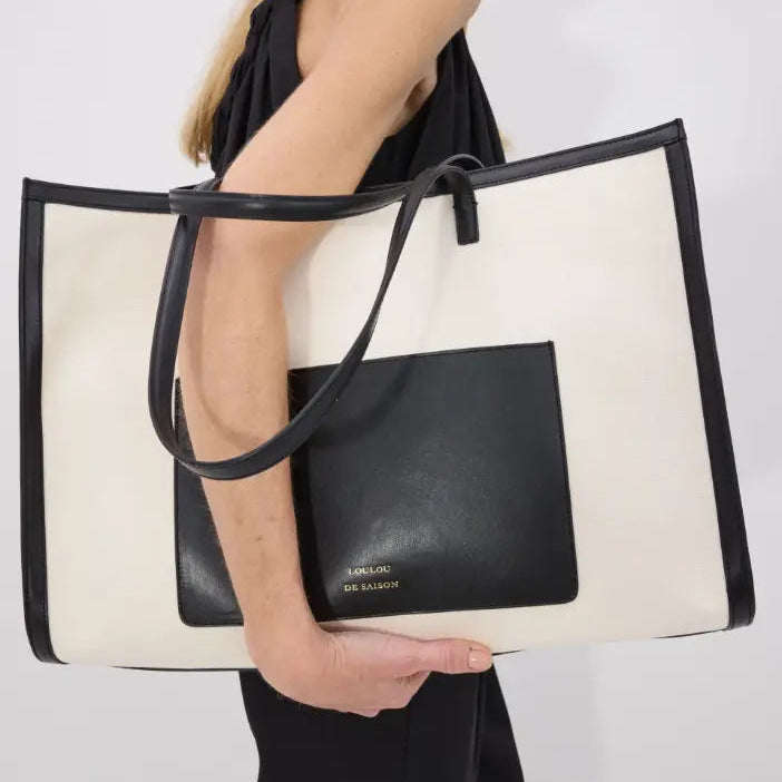 White/Black Monti Large Beach Tote