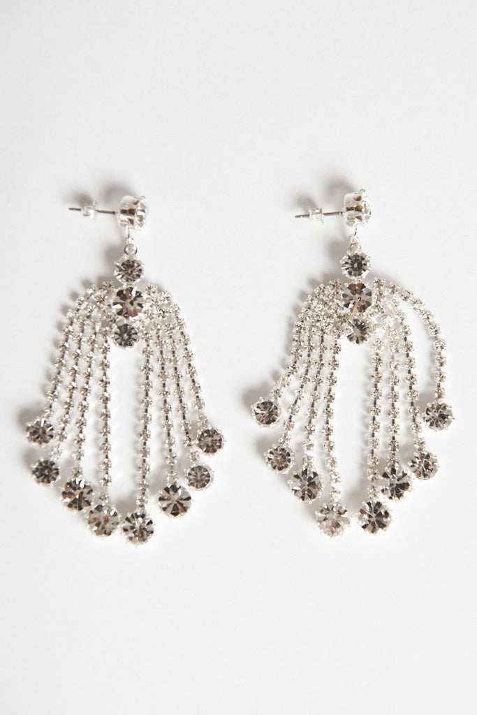 earrings silver crystal