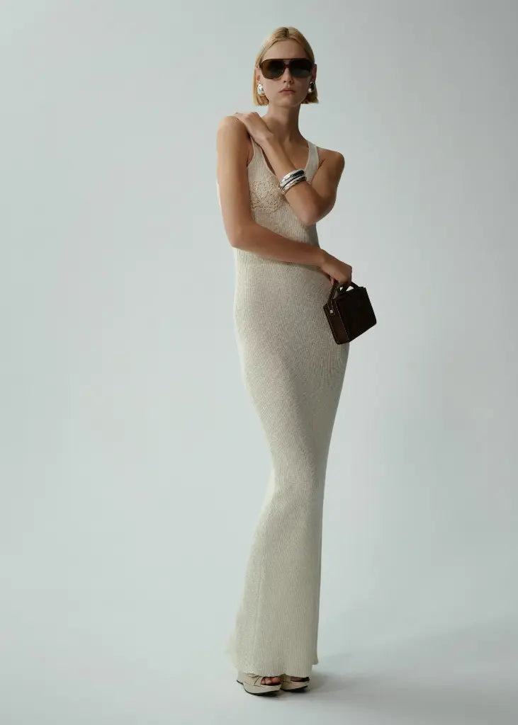 knitwear long dress cream