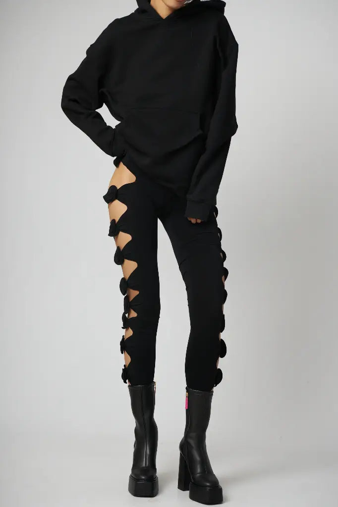 Magda Butrym leggins black with roses