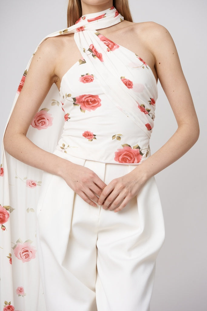 Magda Butrym blouse 180424 cream with rose print