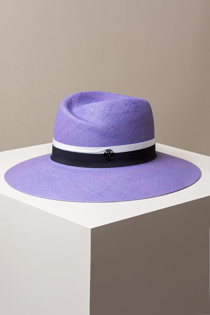 Maison Michel lilac hat Virginie with black ribbon