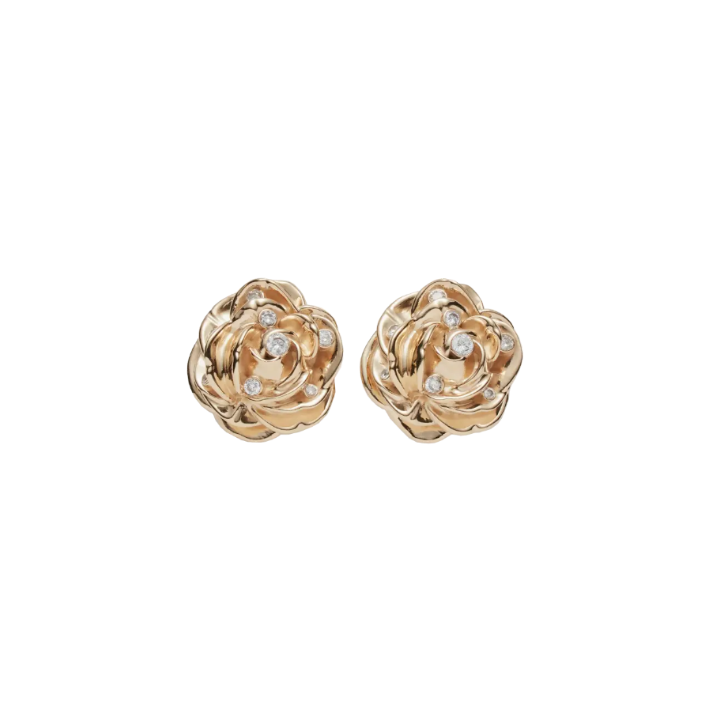 Floral Embellished Gold-Plated Earrings