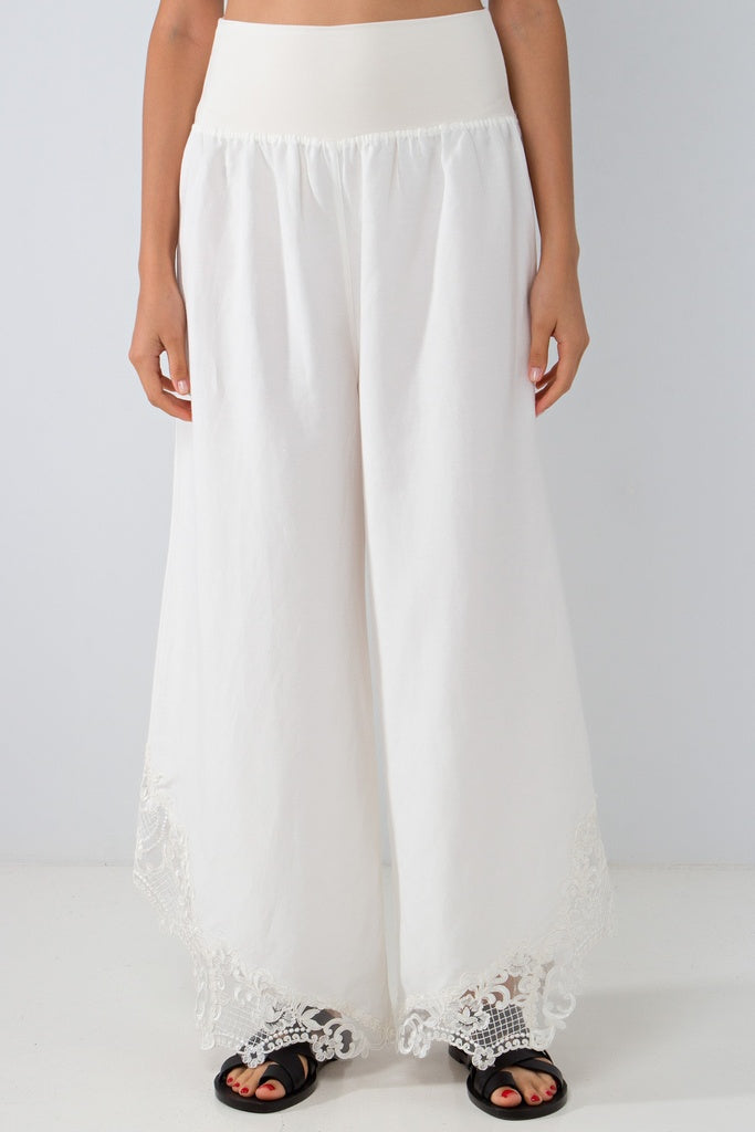 trousers with decor white