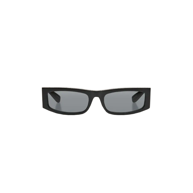 Rectangular Sunglasses in Black Crystals