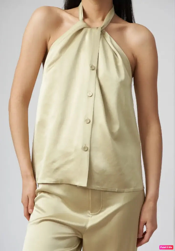 Nanushka gold halter top