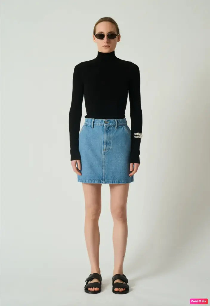 Nanushka mini skirt ZAZOU with black leather pockets