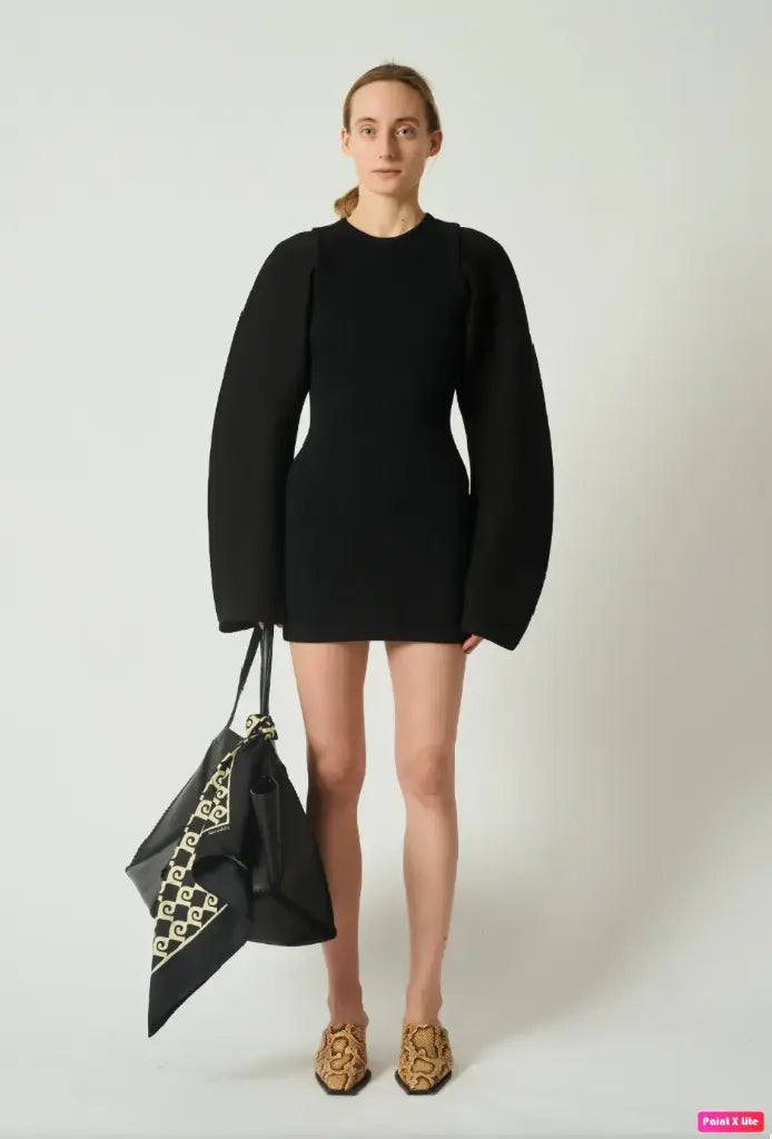 mini dress black with volume sleeves ARIEDNE