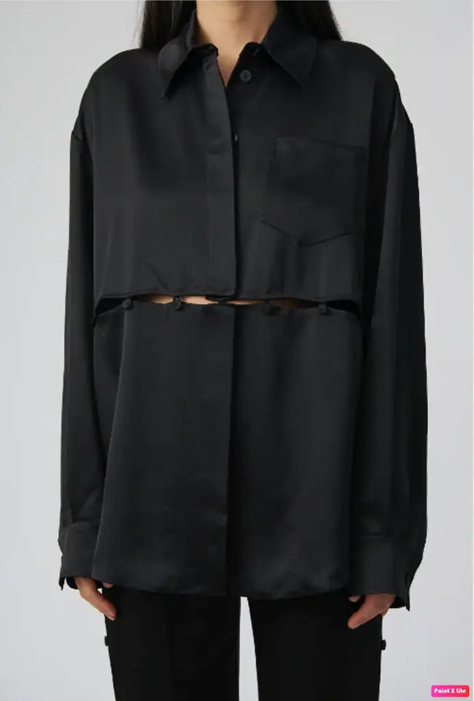 black shirt with buttons