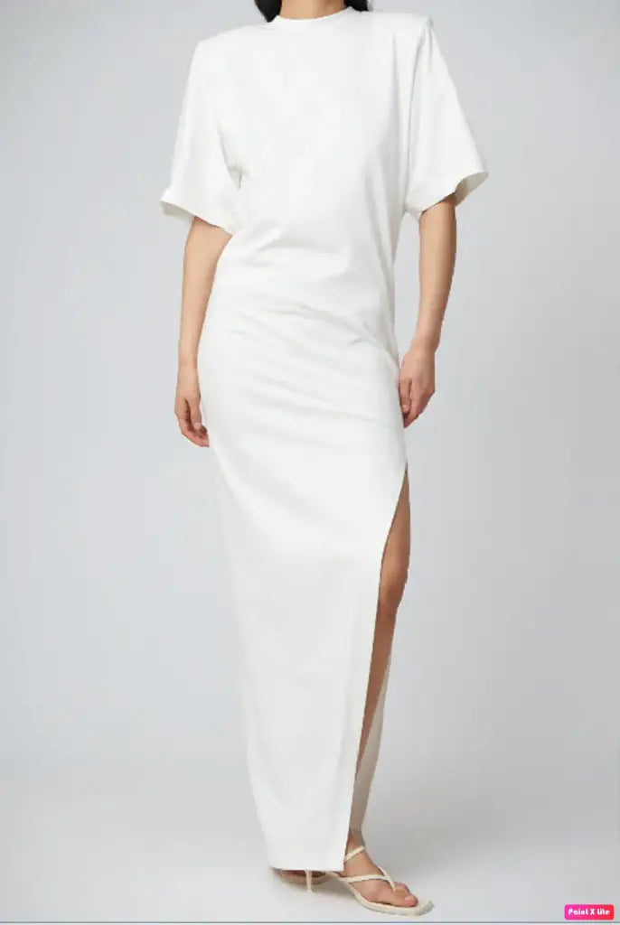 LOOSE FIT T-SHIRT MAXI DRESS WITH DEEP SLIT