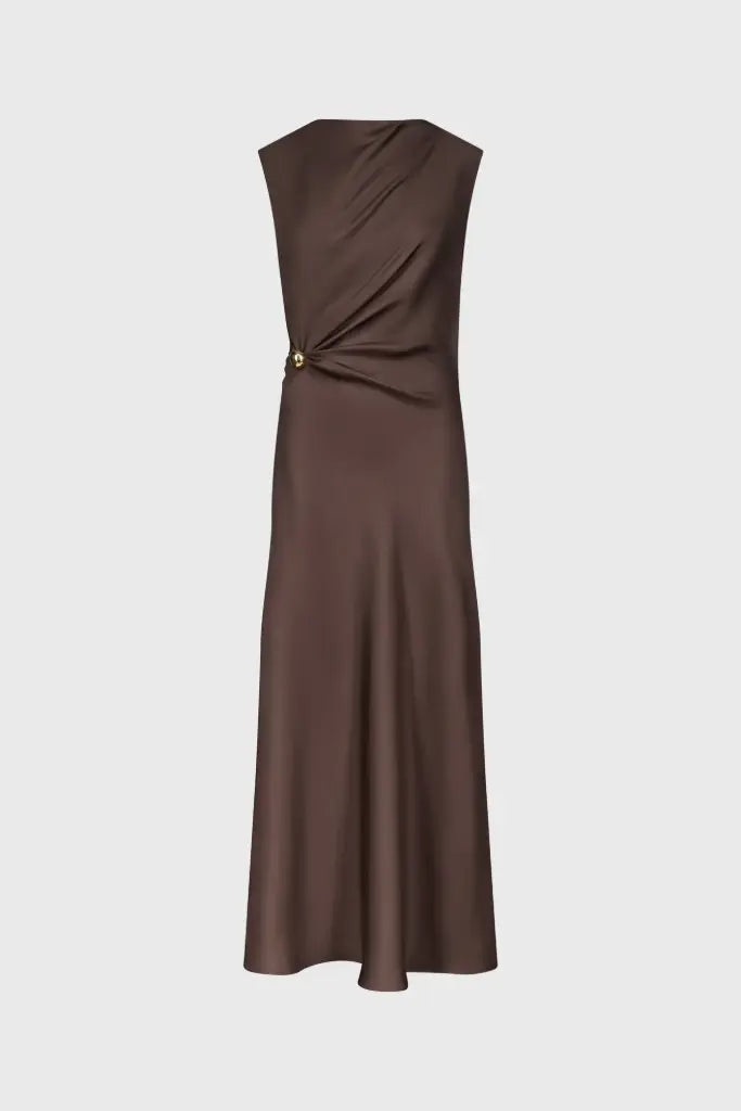 Roan gathered-waist sleeveless midi dress