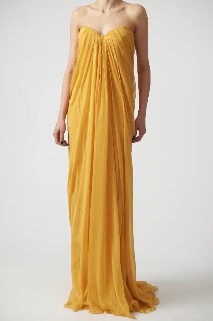DRESS maxi a corset yellow