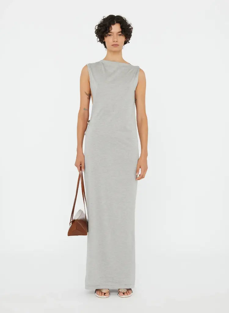 Grey Cut-Out Column Maxi Dress