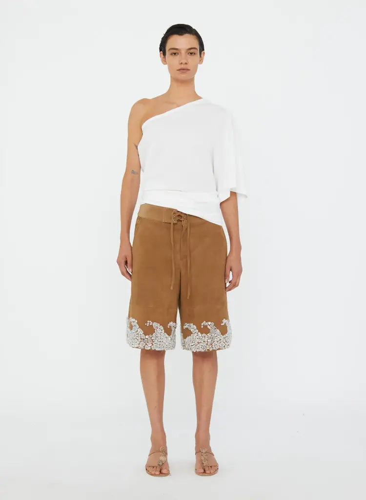 White One-Shoulder Draped T-Shirt