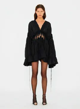 Fringe Cotton Muslin Mini Dress