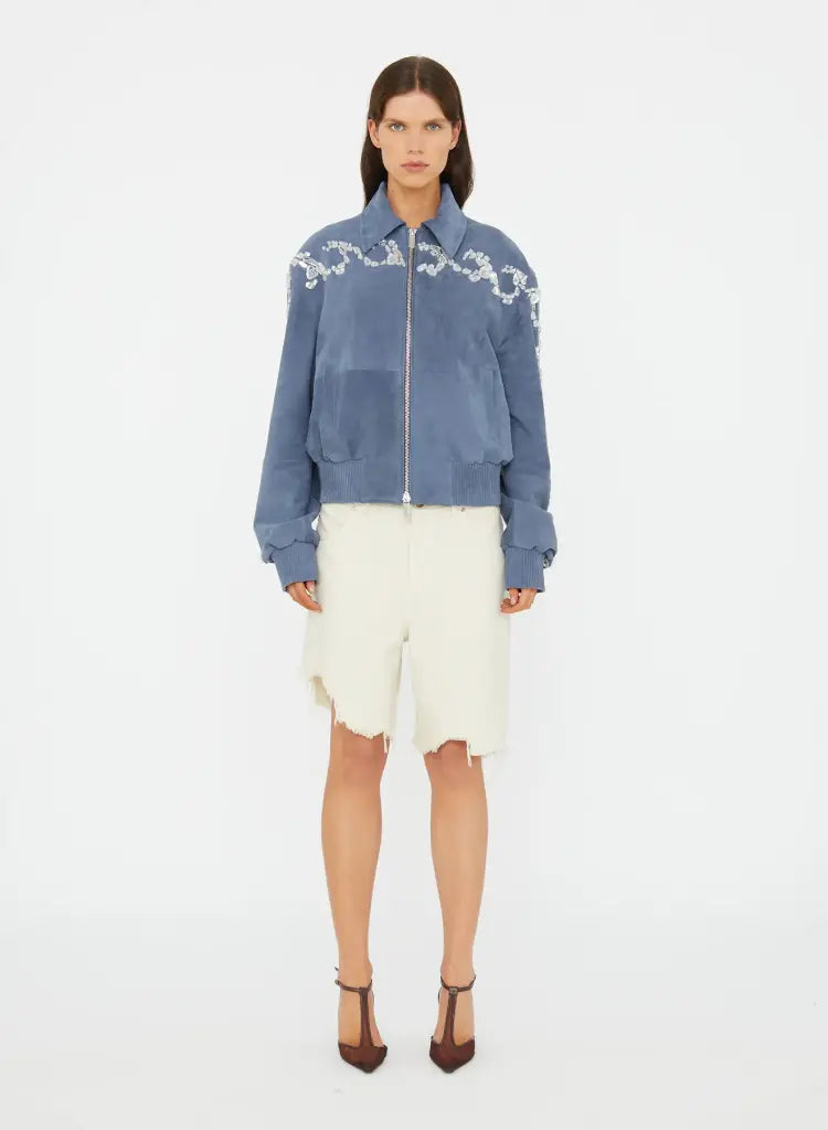 Beige Manta Sting Denim Shorts