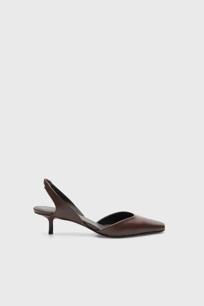 Brown Akila Leather Slingback Pumps