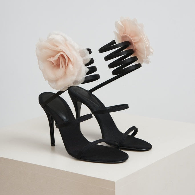 110mm Floral-Appliqué Sandals