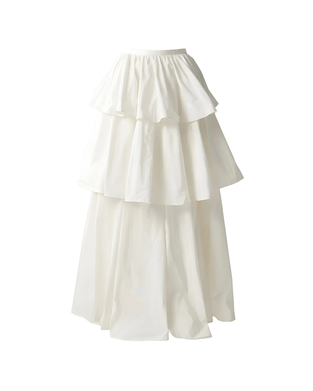 Tiered Taffeta Maxi Skirt
