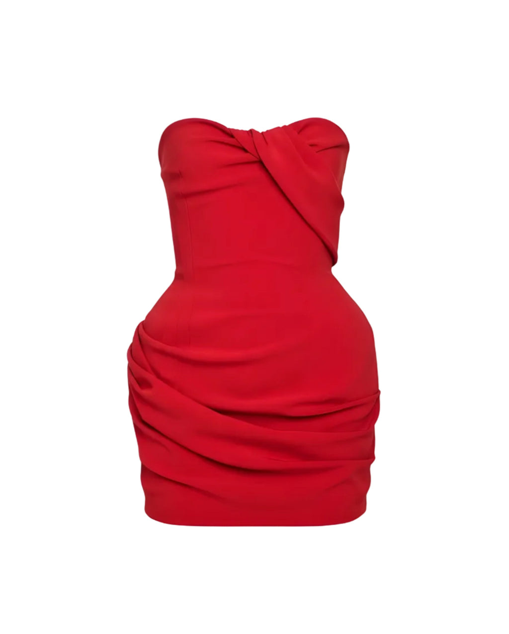 Red Sculptural Wool Mini Dress