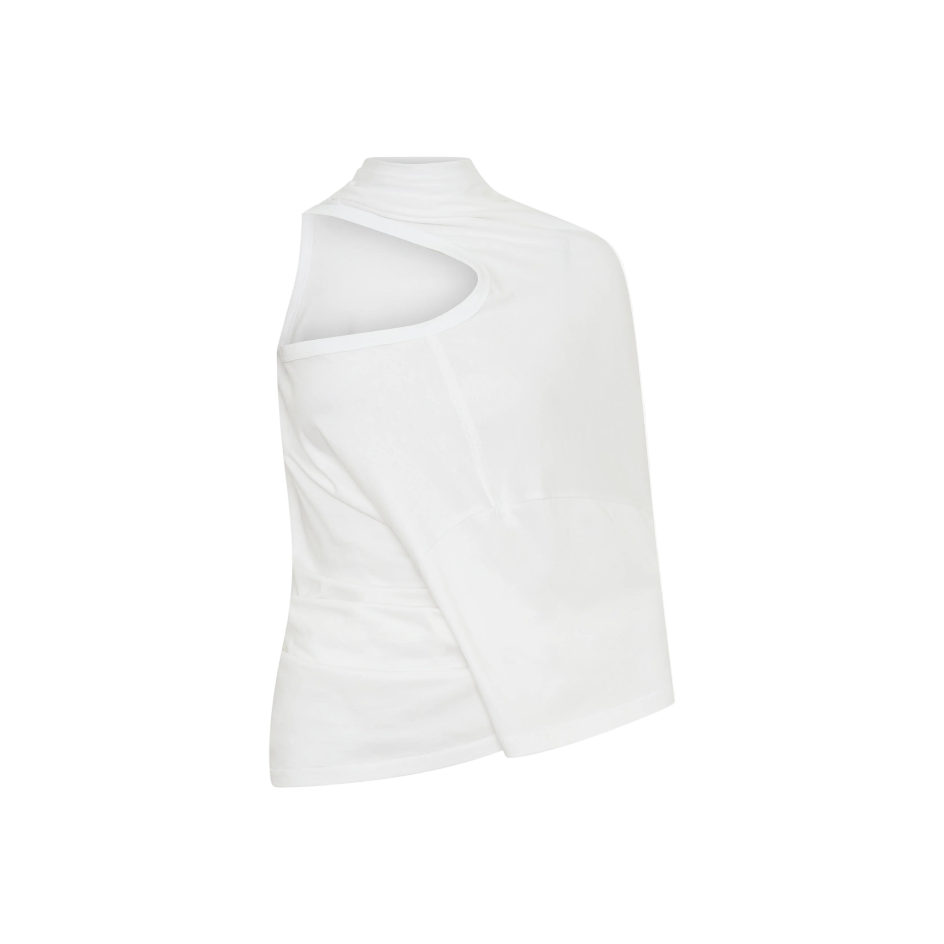 White One-Shoulder Draped T-Shirt