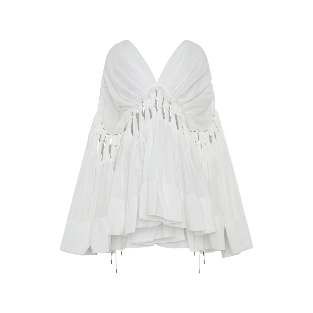 Fringe Cotton Muslin Mini Dress