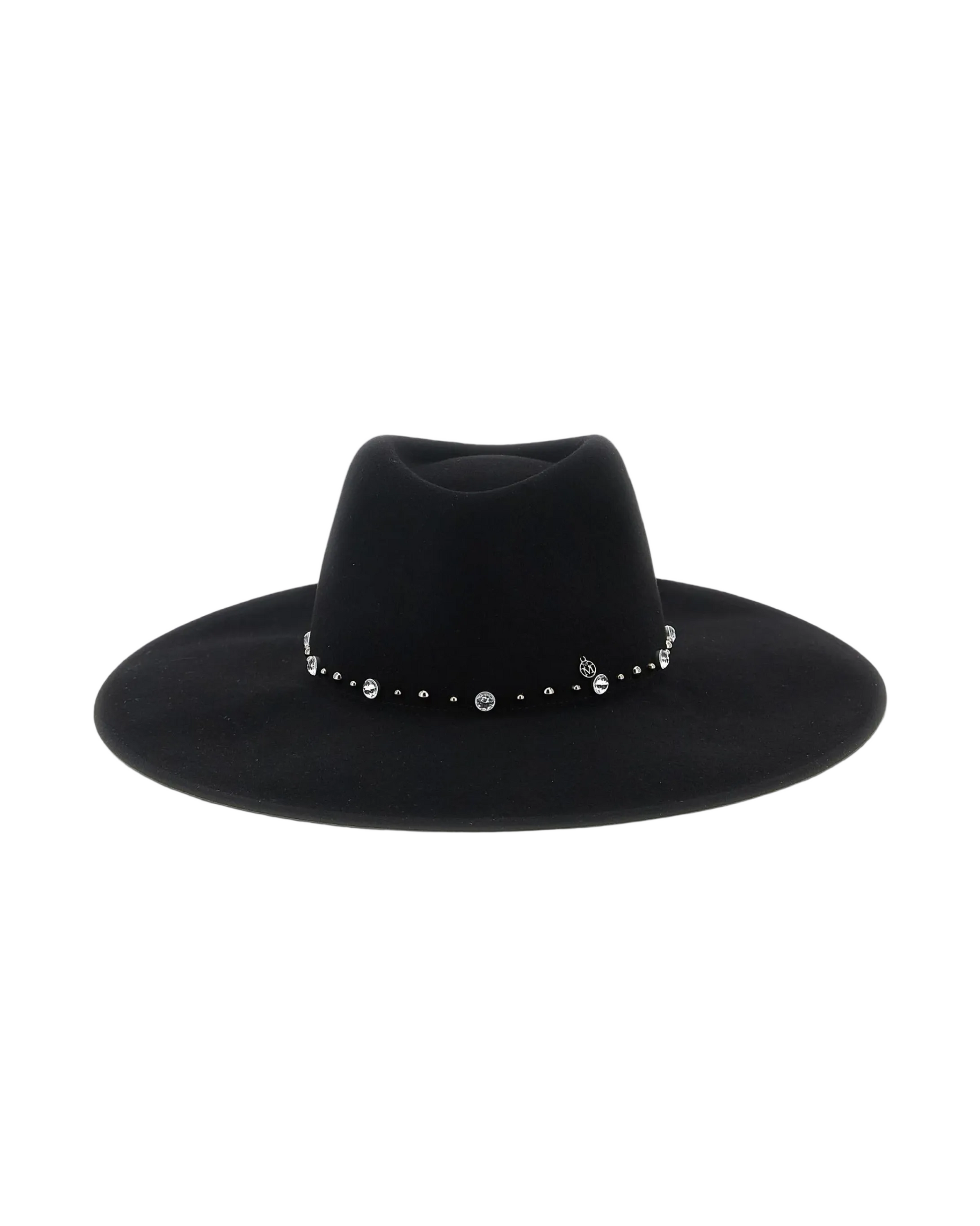 Wide-Brim Crystal-Embellished Hat