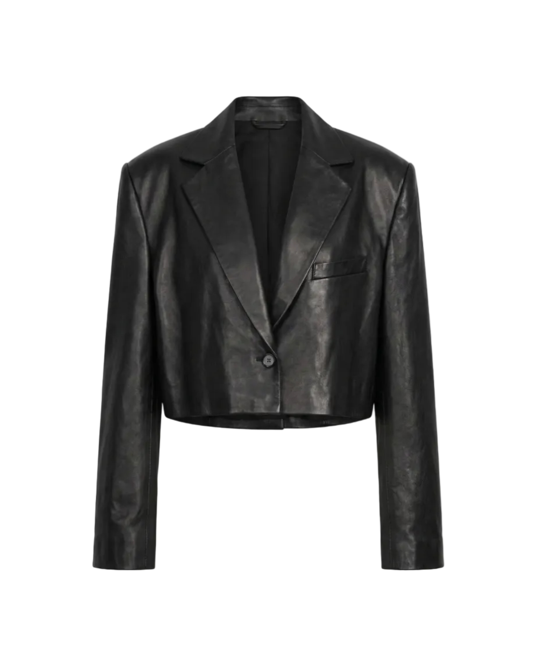 Single-Breasted Leather Blazer
