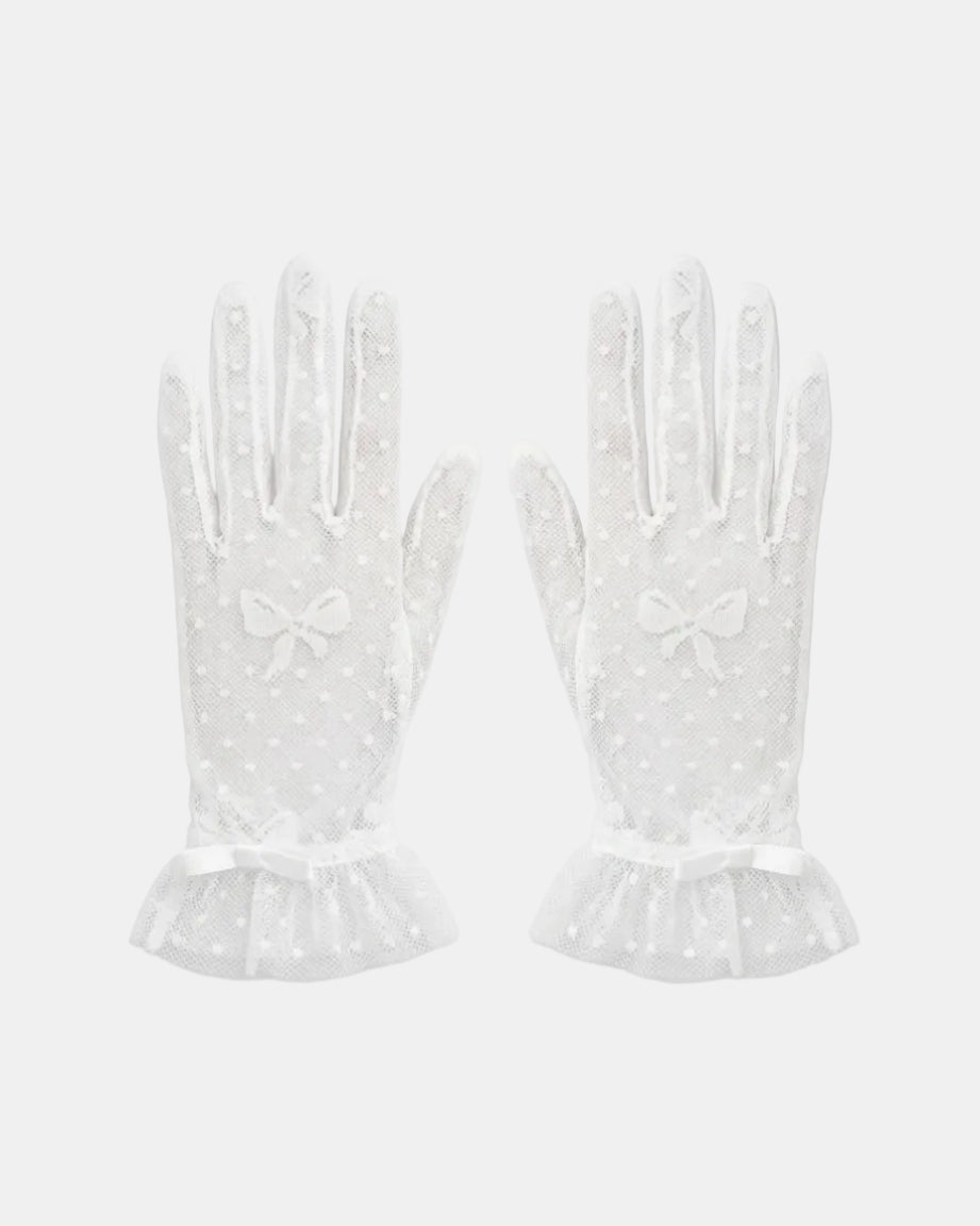 Bow-Detail Lace Gloves