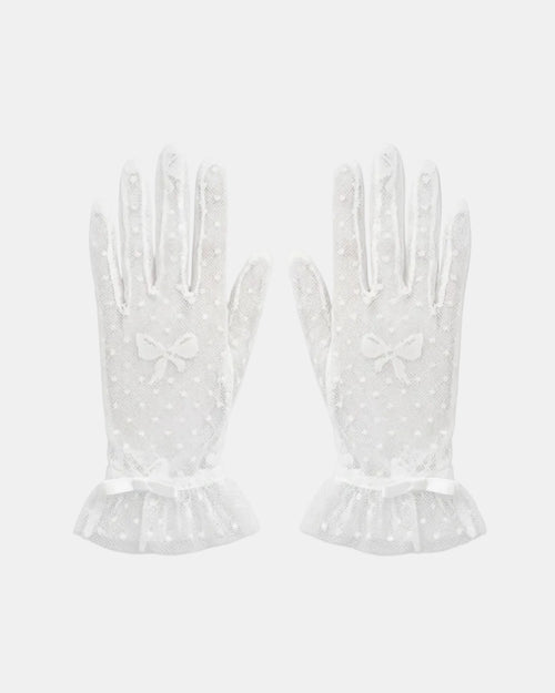 Bow-Detail Lace Gloves