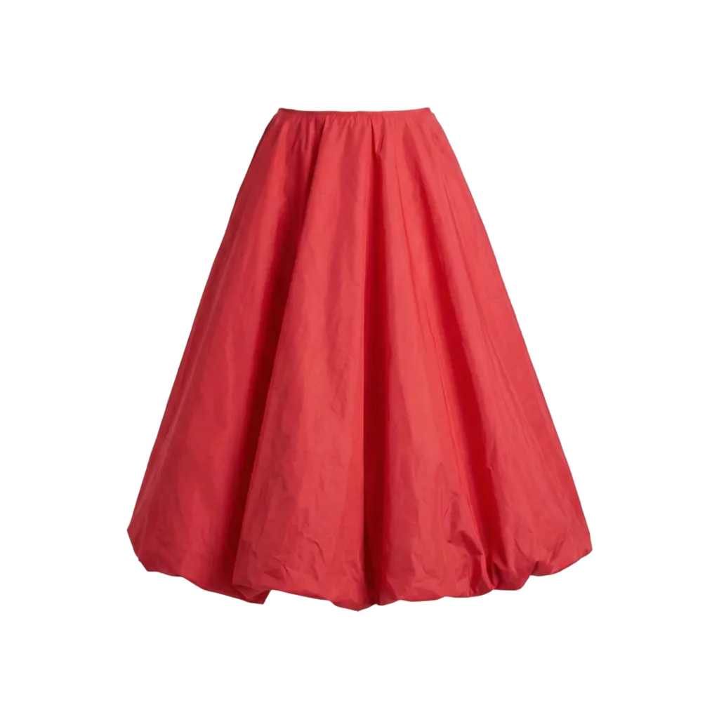 Red Taffeta Bubble Mini Skirt