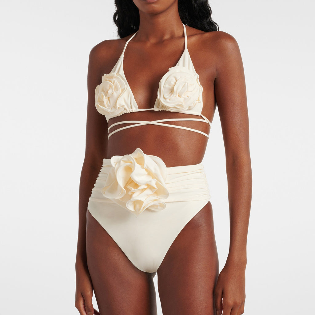 Floral Appliqué Triangle Bikini Top