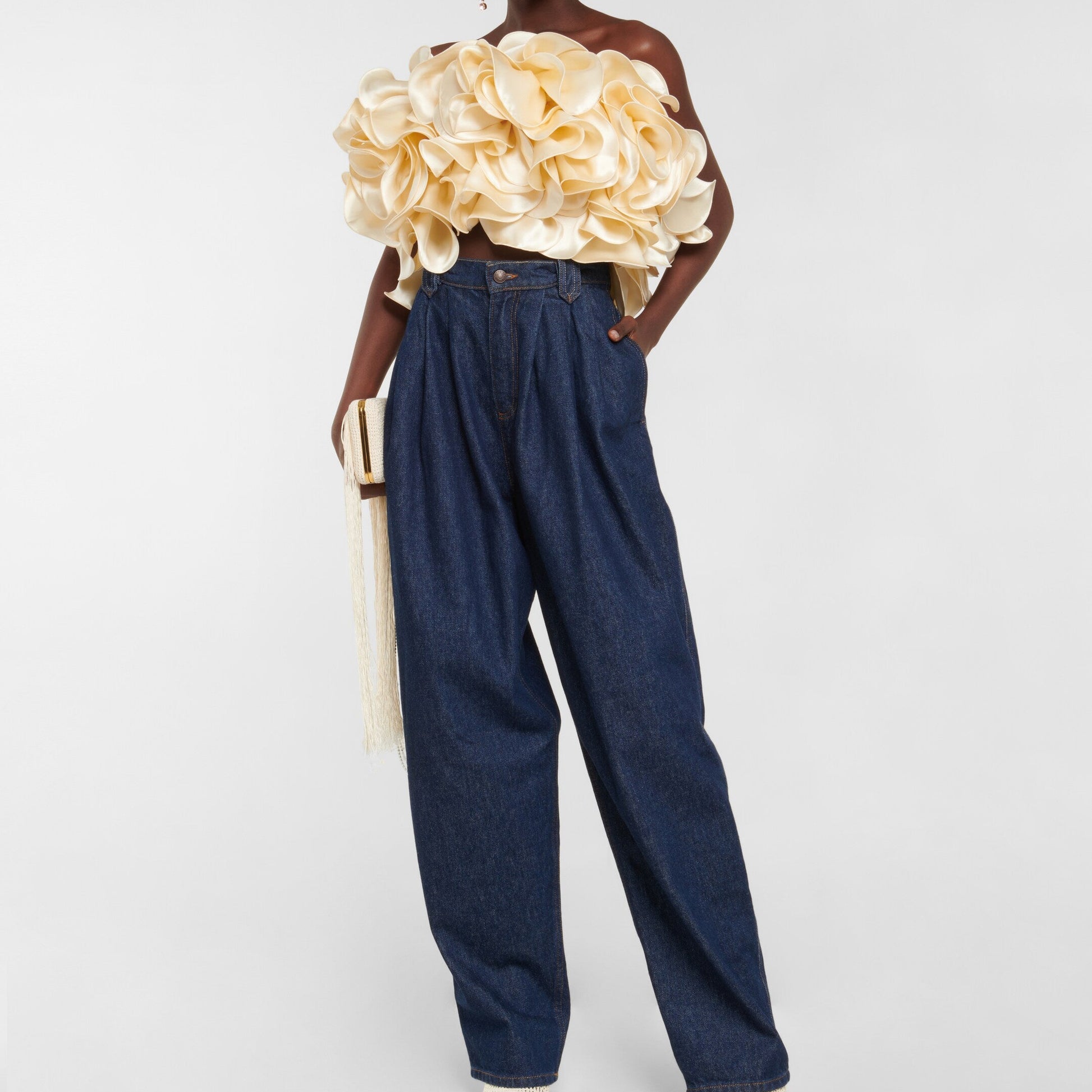 Silk Ruffle Corset Top