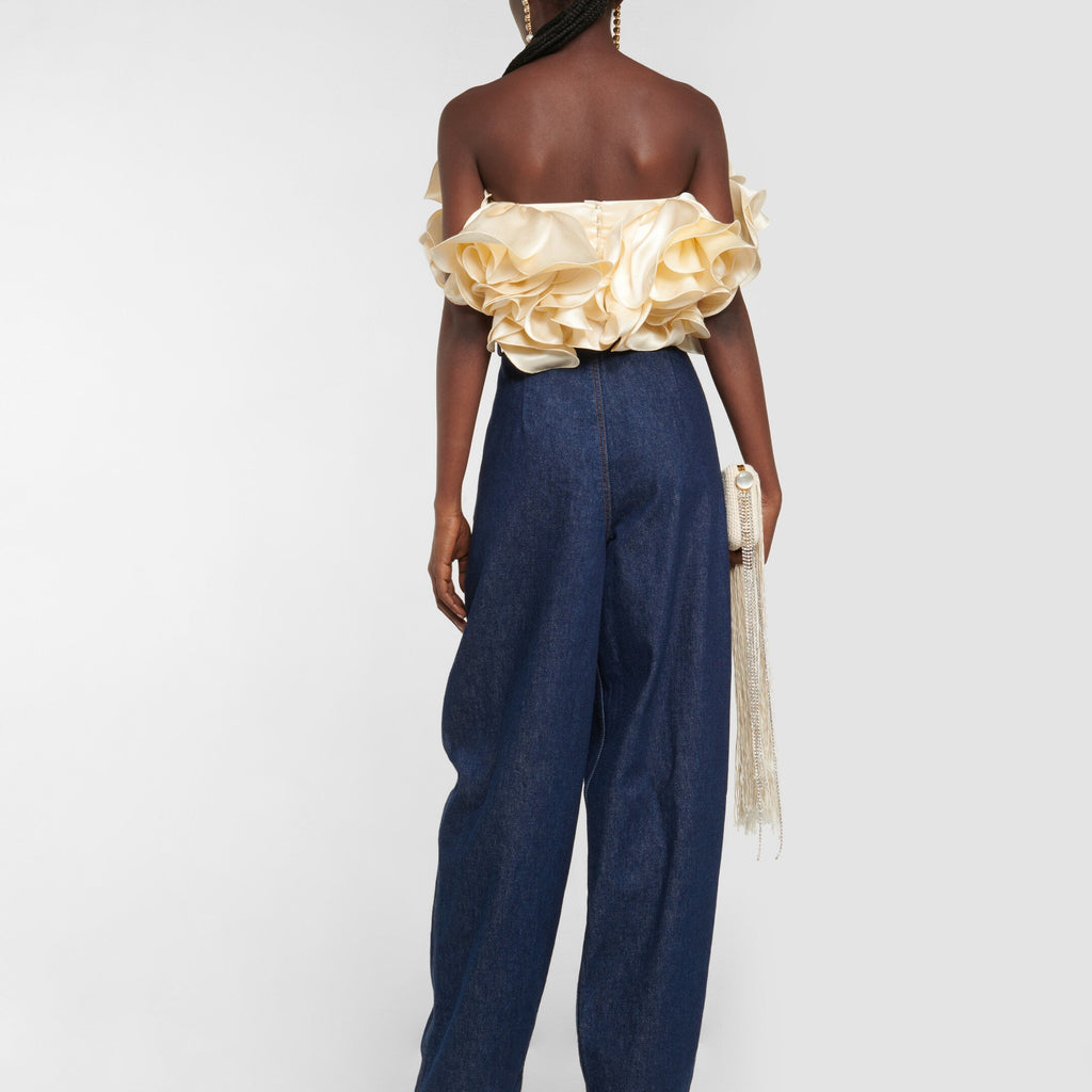 Silk Ruffle Corset Top