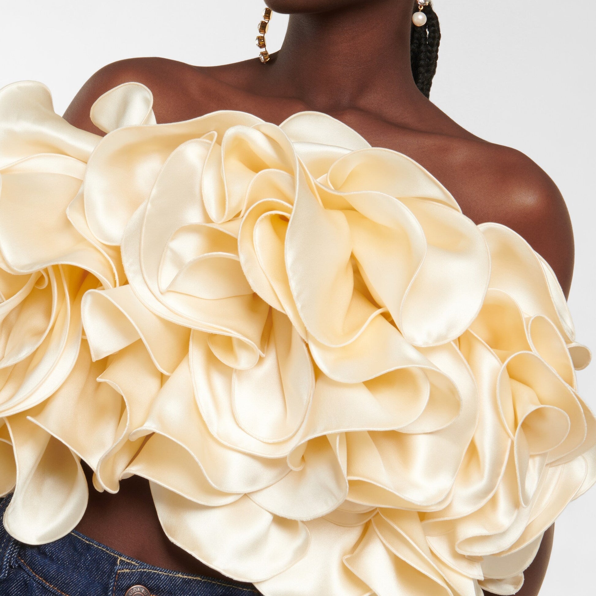 Silk Ruffle Corset Top