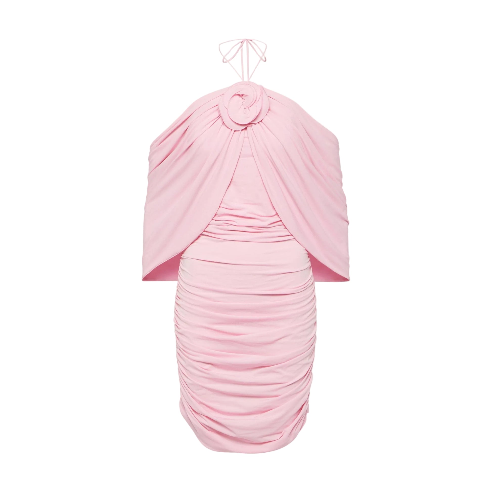 Floral-Appliqué Off-Shoulder Wrap Dress