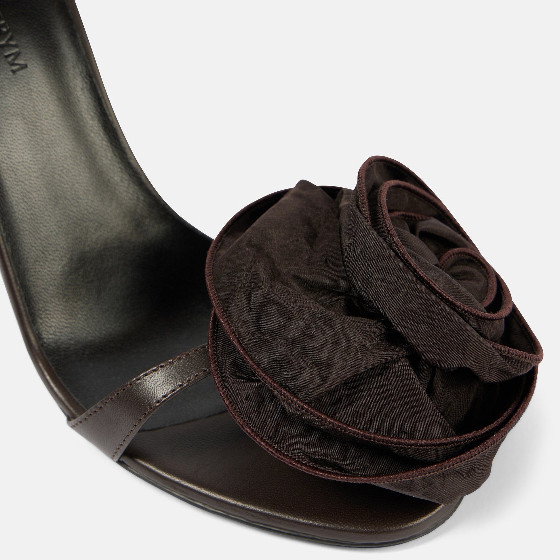 Floral-Appliqué Satin Sandals