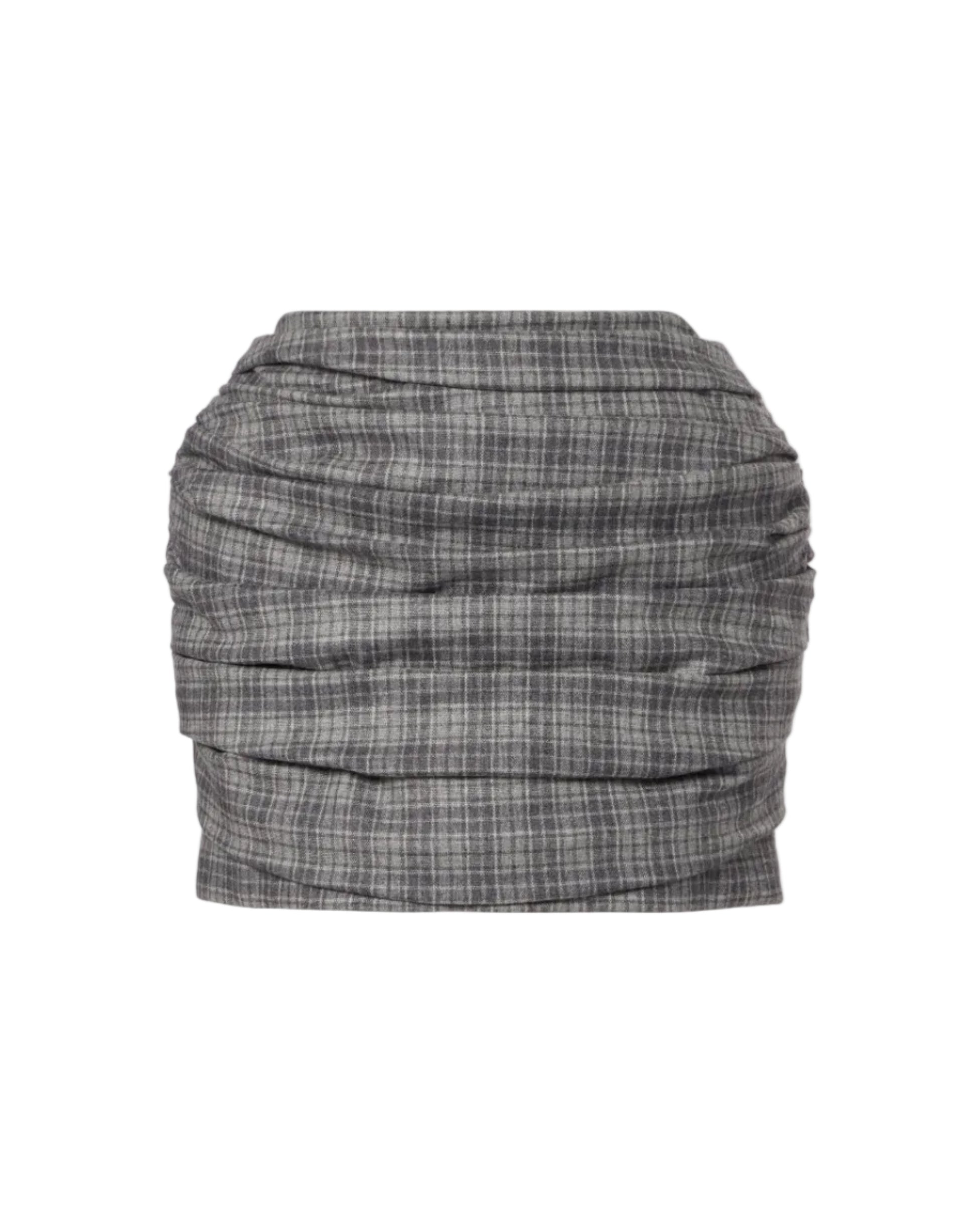 Checked Wool Miniskirt